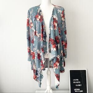 PinkBlush floral waterfall cardigan high low size XL maternity blue
